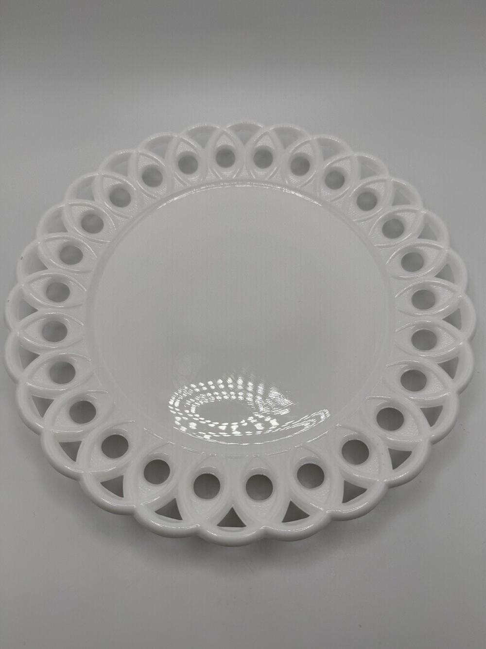 Antique EAPG Milk glass Challinor & Taylor Lattice Open Lace Edge Plate